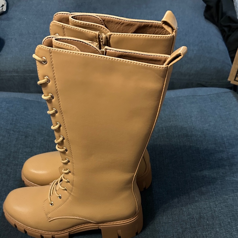 Stylish Tan Lace-Up Boots for Women